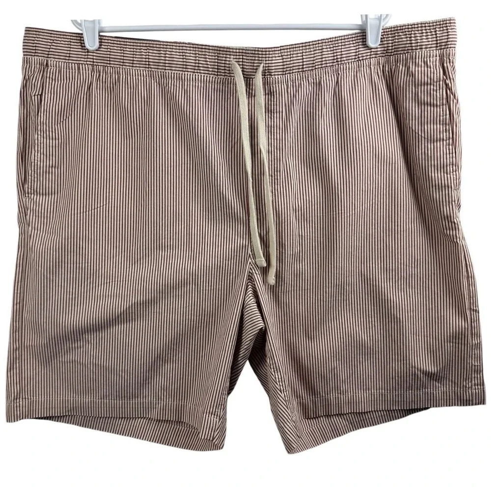 Banana Republic Men's Deck Shorts XXL Red Stripe Cotton Blend Drawstring Casual